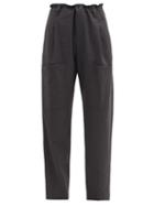Matchesfashion.com Brunello Cucinelli - High-rise Tropical Wool-blend Tapered Trousers - Womens - Dark Grey