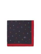 Matchesfashion.com Gucci - Symbols-print Silk-faille Pocket Square - Mens - Blue Multi