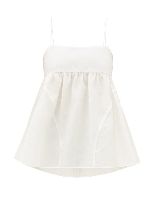 Matchesfashion.com Cecilie Bahnsen - Emilia Empire-waist Rose-jacquard Top - Womens - White