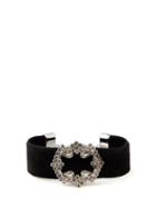Matchesfashion.com Etro - Velvet Crystal Encrusted Bracelet - Womens - Black