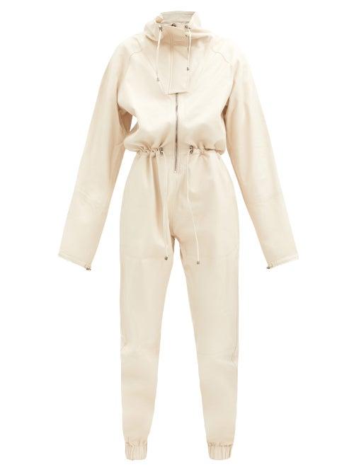 Matchesfashion.com Dodo Bar Or - Piki Tapered-leg Leather Jumpsuit - Womens - Cream
