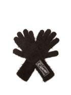Raf Simons - Logo-patch Mohair-blend Gloves - Womens - Black