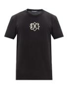 Matchesfashion.com Dolce & Gabbana - Monogram-embroidered Cotton-jersey T-shirt - Mens - Black