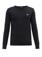 Matchesfashion.com Maison Kitsun - Tricolour Fox-patch Wool Sweater - Mens - Black