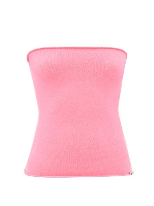 Extreme Cashmere - No.180 Rolled-edge Stretch-cashmere Bandeau Top - Womens - Pink