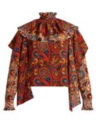 Jw Anderson Paisley-print Ruffle-trim Silk Blouse