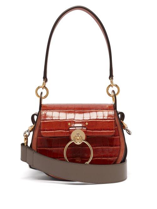 Matchesfashion.com Chlo - Tess Small Crocodile Effect Leather Cross Body Bag - Womens - Dark Brown