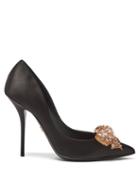 Matchesfashion.com Dolce & Gabbana - Crystal-bow Satin Pumps - Womens - Black