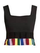 Matchesfashion.com Staud - Paradise Cut Out Fringed Crop Top - Womens - Black Multi