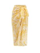 Matchesfashion.com Eres - Abstract-print Cotton-voile Sarong - Womens - Yellow