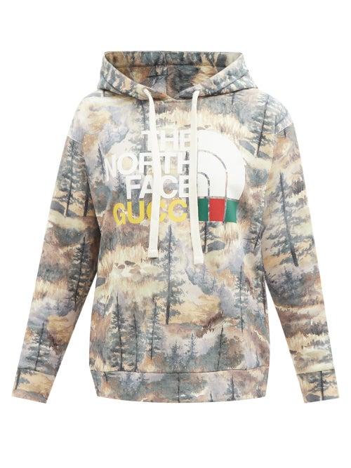 Gucci - X The North Face Cotton-jersey Hooded Sweatshirt - Womens - Green Multi