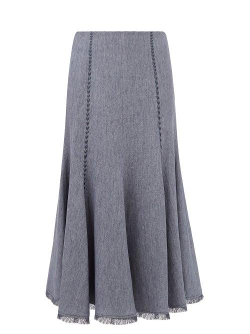 Gabriela Hearst - Amy Denim-effect Linen Skirt - Womens - Denim