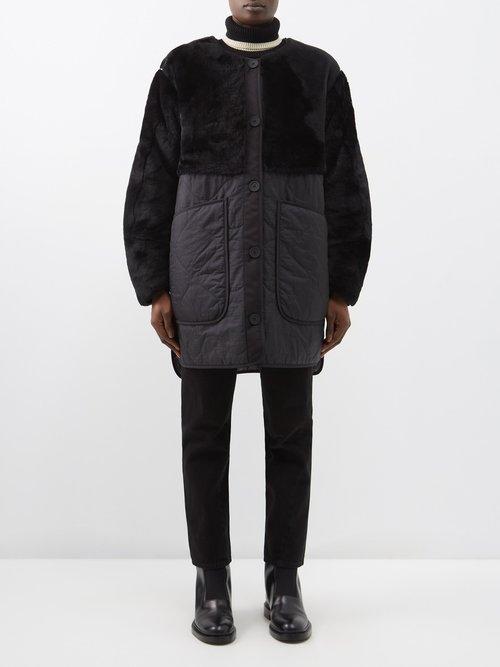 Marfa Stance - Reversible Shearling-panelled Jacket - Womens - Black Grey