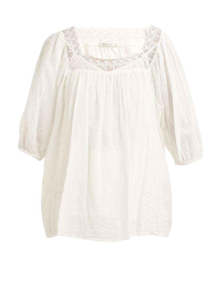 Mes Demoiselles Hamilton Lace-insert Cotton-voile Tunic Top