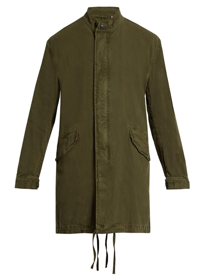 Vince Stand-collar Linen And Cotton-blend Parka