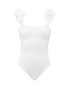 Matchesfashion.com Maygel Coronel - Denise Structured-ruffle Shoulder Swimsuit - Womens - White