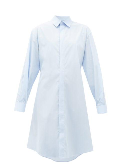 Matchesfashion.com Maison Margiela - Cotton Shirt Dress - Womens - Light Blue