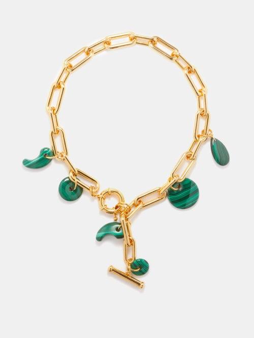 Timeless Pearly - Malachite & Gold-plated Chain Choker - Womens - Green Multi