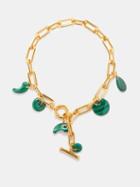 Timeless Pearly - Malachite & Gold-plated Chain Choker - Womens - Green Multi