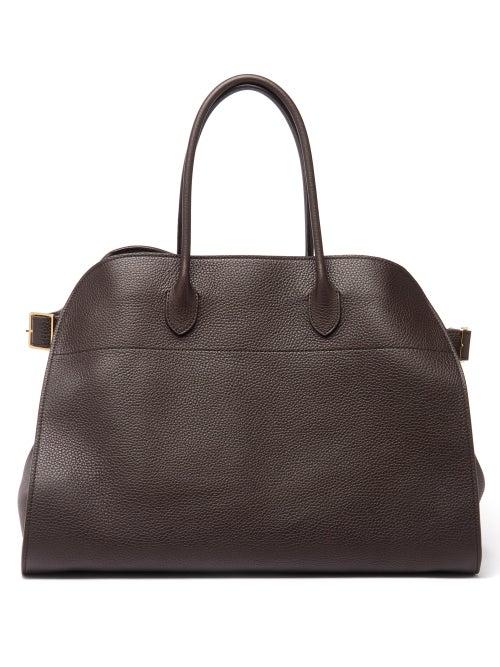 Ladies Bags The Row - Soft Margaux 15 Grained-leather Tote Bag - Womens - Dark Brown
