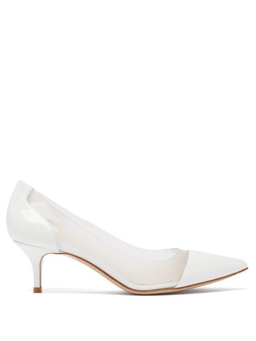 Matchesfashion.com Gianvito Rossi - Plexi Soft 55 Point-toe Leather Pumps - Womens - White