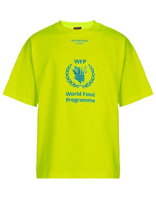 Matchesfashion.com Balenciaga - Logo Print Cotton Jersey T Shirt - Mens - Yellow