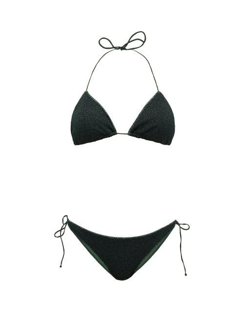 Matchesfashion.com Osree - Metallic Triangle Bikini - Womens - Dark Green