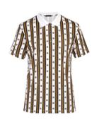 Matchesfashion.com Versace - Medusa Striped Cotton Polo Shirt - Mens - White Multi