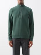 Sunspel - Zip-neck Cotton Loopback-jersey Sweatshirt - Mens - Green