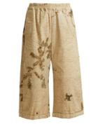 Matchesfashion.com By Walid - Hazy Jungle Print Cotton Canvas Wide Leg Trousers - Womens - Beige Print