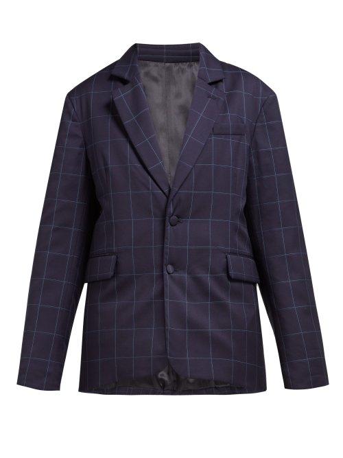 Matchesfashion.com Martine Rose - Big Check Padded Wool Blazer - Womens - Navy