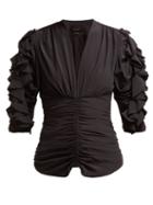 Matchesfashion.com Isabel Marant - Andora Ruffled Silk Blend Top - Womens - Black