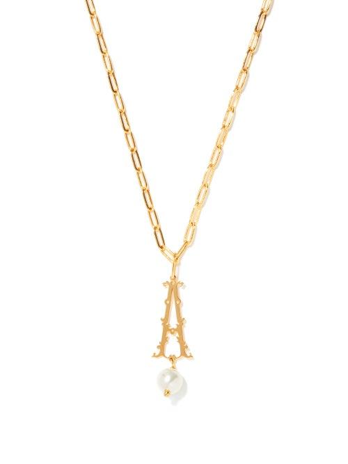 Matchesfashion.com Simone Rocha - Initial-pendant Gold-plated Necklace (a-m) - Womens - Gold Multi