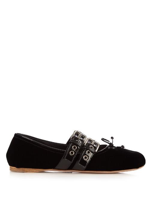 Miu Miu Velvet And Patent-leather Flats