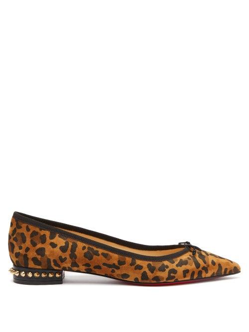 Matchesfashion.com Christian Louboutin - Hall Leopard Print Suede Ballet Flats - Womens - Leopard