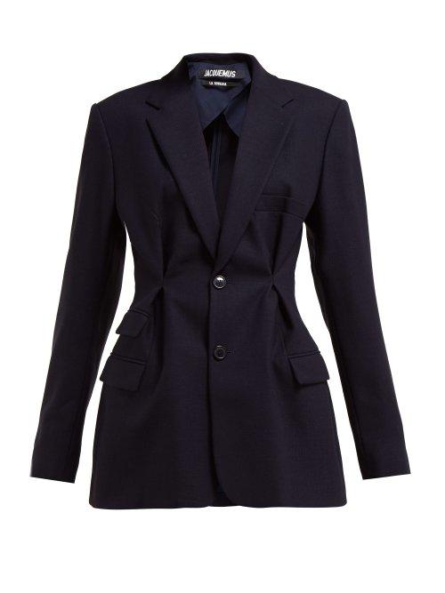 Matchesfashion.com Jacquemus - Raffaela Basketweave Wool Blazer - Womens - Navy