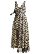 Matchesfashion.com Joseph - Bronte Floral Print Contrast Panel Dress - Womens - Black Multi