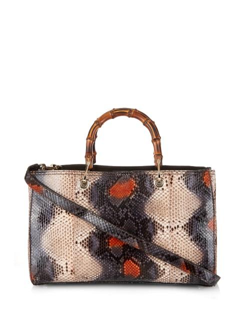 Gucci Bamboo Medium Python Tote