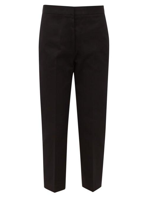Matchesfashion.com Jil Sander - High Rise Cotton Twill Straight Leg Trousers - Womens - Black