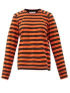 Matchesfashion.com Ganni - Striped Organic-cotton Jersey Long-sleeve T-shirt - Womens - Black Red