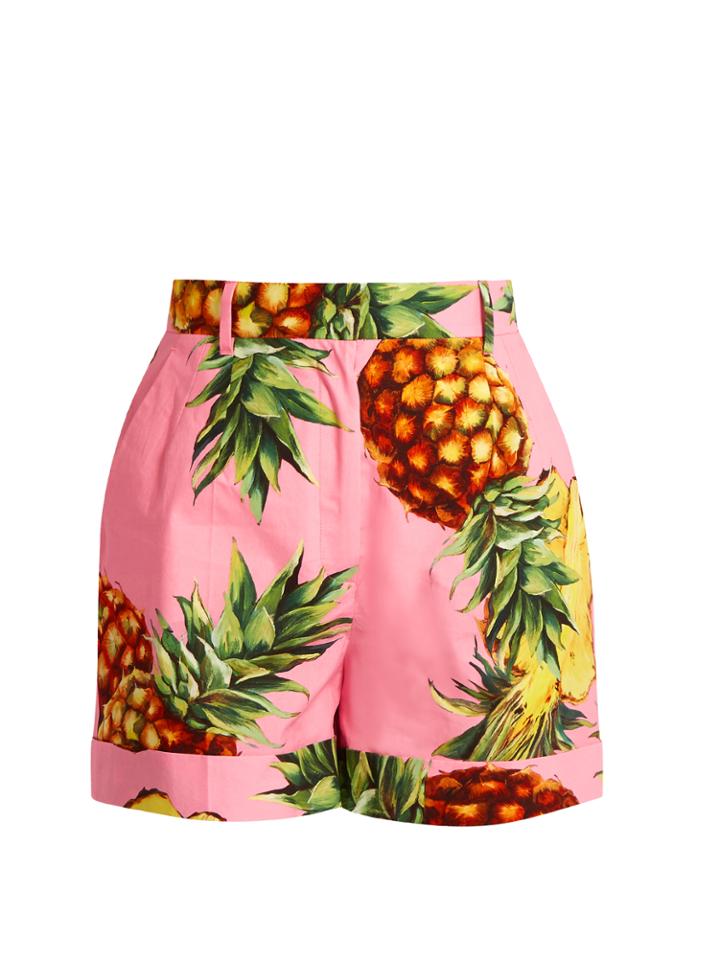 Dolce & Gabbana Pineapple-print Cotton Shorts
