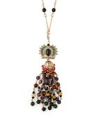 Matchesfashion.com Etro - Beaded Crystal Embellished Crown Pendant Necklace - Womens - Multi