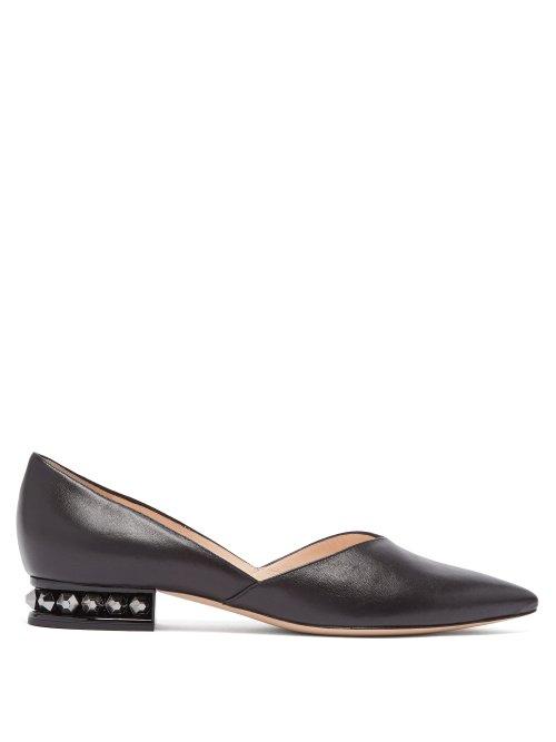 Matchesfashion.com Nicholas Kirkwood - Suzi Embellished Heel Leather Flats - Womens - Black