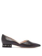 Matchesfashion.com Nicholas Kirkwood - Suzi Embellished Heel Leather Flats - Womens - Black