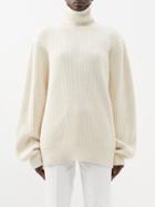 Raey - Roll-neck Ribbed Cotton And Cashmere Blend Sweater - Womens - Cream