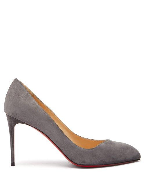 Matchesfashion.com Christian Louboutin - Corneille 85 Asymmetric Suede Pumps - Womens - Grey