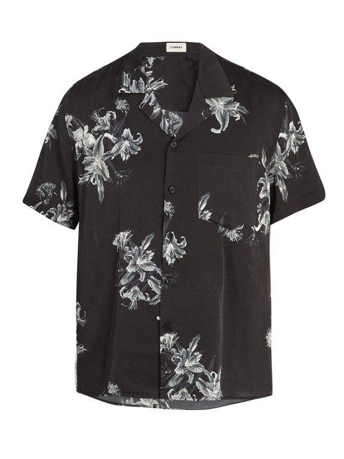 Matchesfashion.com Commas - Moody Floral Print Silk Blend Shirt - Mens - Black Multi