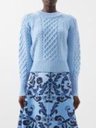 Emilia Wickstead - Emory Cable-knit Wool-blend Sweater - Womens - Light Blue