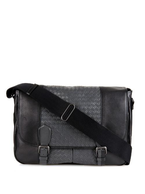 Bottega Veneta Bi-colour Intrecciato Leather Messenger Bag