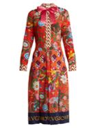 Gucci Floral Patchwork-print Silk Crepe De Chine Dress
